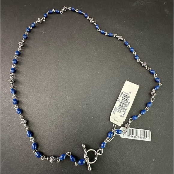 New Vintage Monet Bohemian Blues Silver Tone Beaded Necklace 24” New Old Stock - Picture 4 of 6